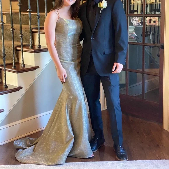 sachin and babi light blue dress Champagne V Neck Lace Short Prom Dress Champagne Bridesmaid Dress US 12 / Custom Color main image 1